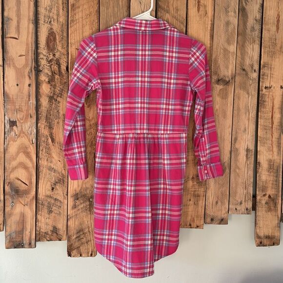 Vineyard‎ Vines Flannel Shirt Dress Girls Size 10 Pink Plaid Button Front Preppy - Picture 3 of 15